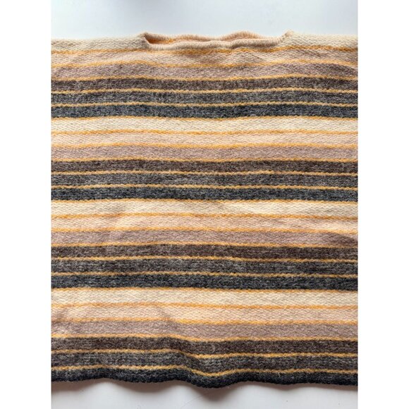 Vintage 60's TEQUENDAMA Brown Striped 100% Wool Colombian Poncho Sweater - Picture 8 of 14